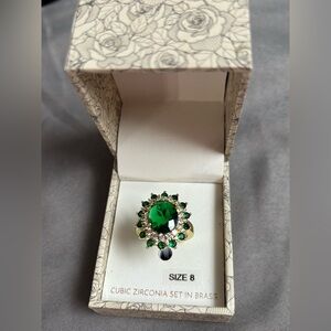 Audrey J Emerald Green Cubic Zirconia Ring